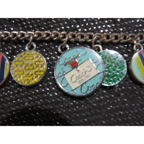 COACH VINTAGE JEWELRY SILVER 9 CHARMS 8 INCH BRACELET - Picture 2 of 6